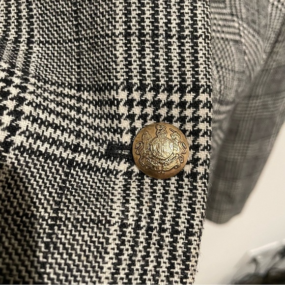 J. Crew Preppy Academy Button Up Collared Plaid White Grey Business Wool Blazer - Picture 5 of 6